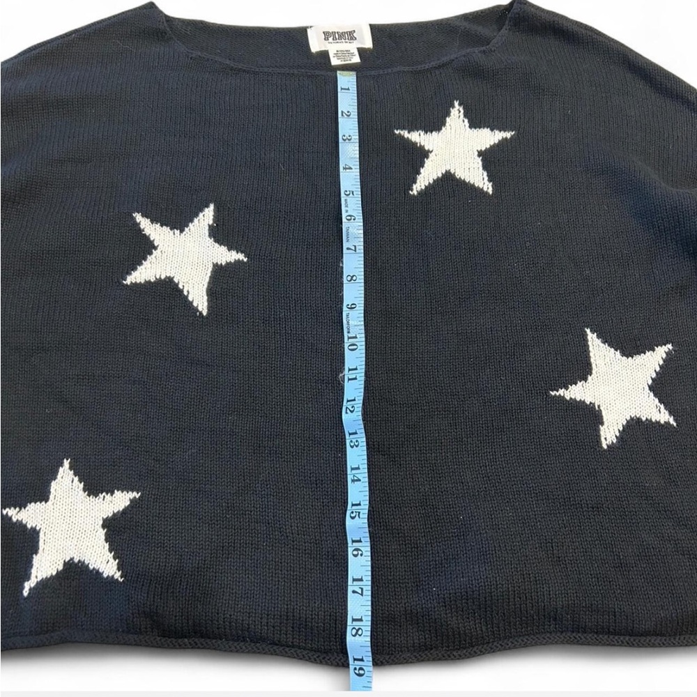PINK Cropped Oversized Boxy Fit Black Sweater with Stars, Size Medium - Picture 5 of 5